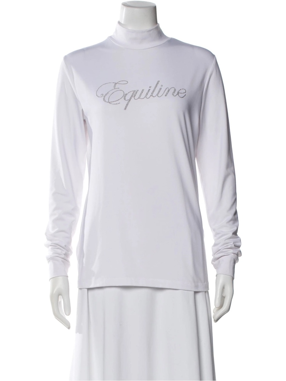 Equiline White Long-Sleeve Mock Neck Top